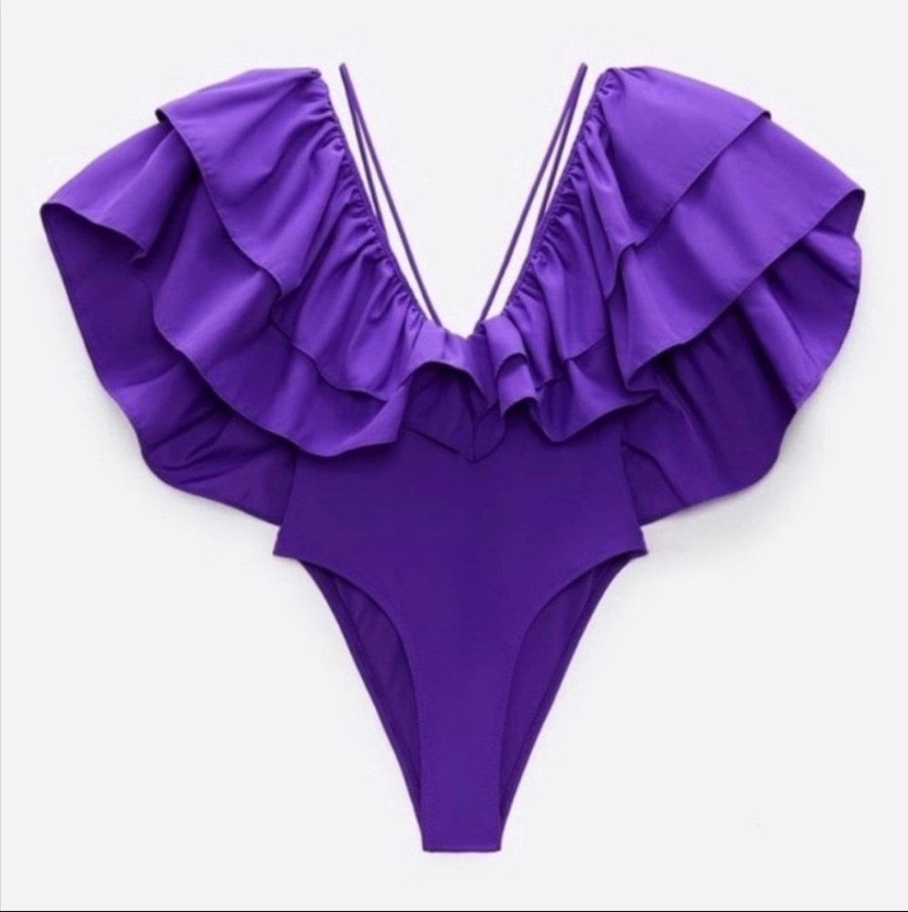 Zara LARGE RUFFLE SWIMSUIT - Picture 11 of 16